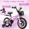 Purple Carbon Steel Kids Sport Bicycle with Dual Brakes, Training Wheels and Basket